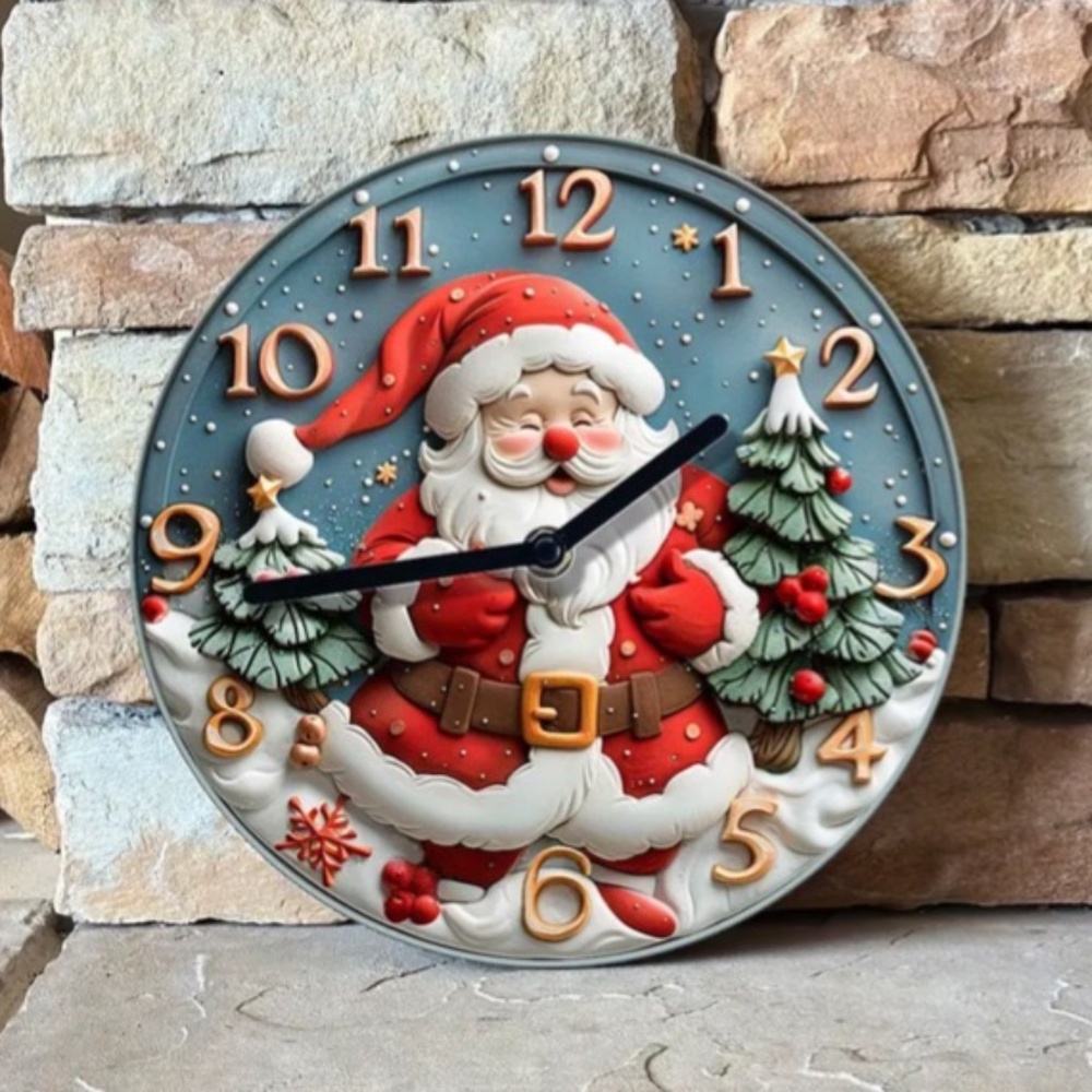 NIB! Beautiful Christmas Holiday Santa Claus Festive Winter Clock!
